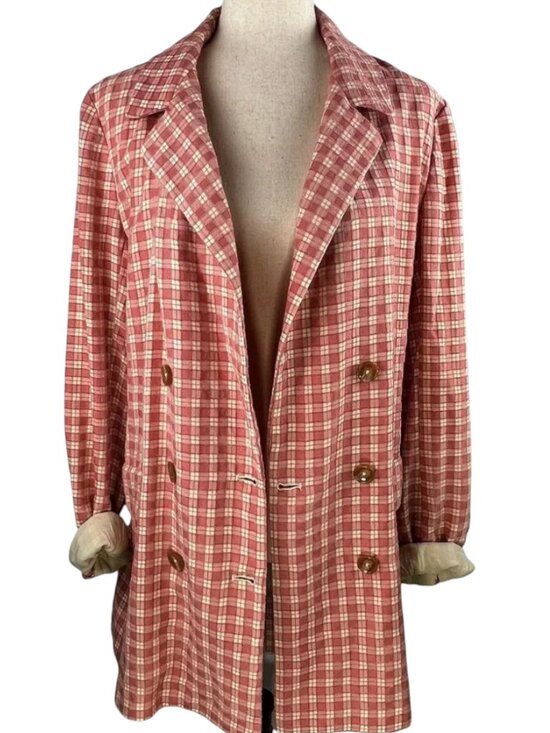 Free People Jackets & Blazers - NWT Free People Olivia Pink Gingham Belted Blazer Jacket Size Medium